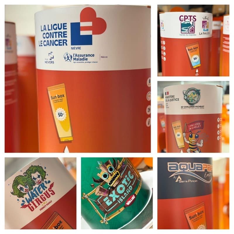 Bornes Sun'box personnalisées aux couleurs de nos clients